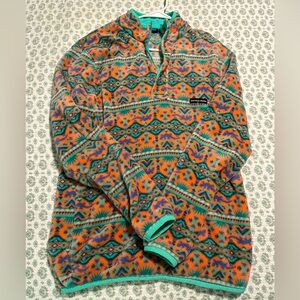 Southern Marsh Aztec Quarter Zip Fleece Pullover Size Medium Coral & Teal